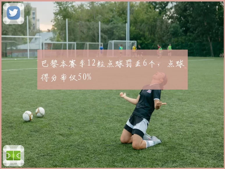 巴黎本赛季12粒点球罚丢6个，点球得分率仅50%
